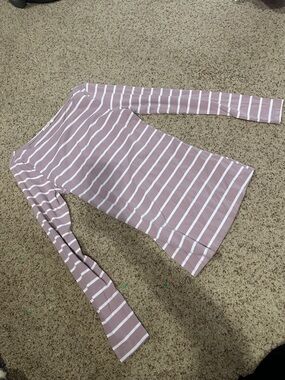 Heart Hips Mauve and White Striped Long Sleeve Top